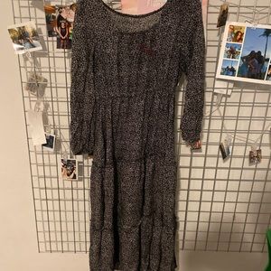 Dark navy blue dress with white circular details